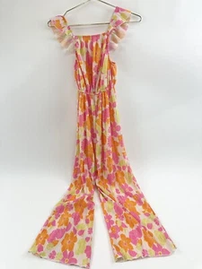 Zara Jumpsuit Girls 13 / 14 Orange Pink Floral Sleeveless - Picture 1 of 6