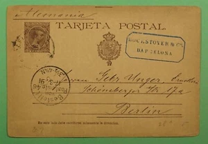 DR WHO 1871 SPANIEN POSTKARTE BARCELONA NACH DEUTSCHLAND - Bild 1 von 2