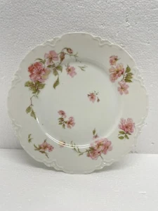 Set of 6 THEODORE HAVILAND LIMOGES France 8.5" Plate Pink Rose Porcelain Antique - Picture 1 of 8