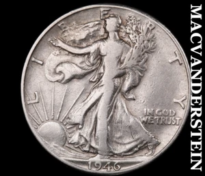 1946-D Walking Liberty Half Dollar - seltenes besseres Datum keine Reserve #C2667 - Bild 1 von 2