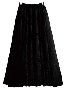 Women's Elastic Waist Elegant Floral Lace Midi Full Hem Skirt Plus Size M~2X - Picture 1 of 4