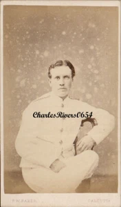 CALCUTTA INDIA MILITARY CDV BRITISH OFFICER IN HOT WEATHER DRESS PHOTO #B2586 - Picture 1 of 2