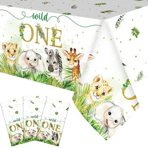 Newwiee 3 Pack Wild One Party Decor Wild Birthday Tablecloths Jungle Theme Pa... - Picture 1 of 7