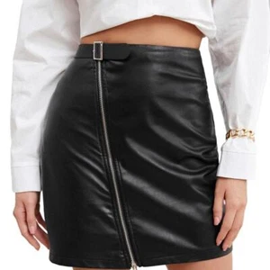 Women's 100% HOT Stylish Black Short Zipper Skirt Genuine Lambskin Leather Skirt - Picture 1 of 7