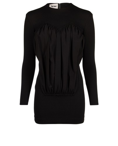 Abito Acne Studios plissettato pannello corpetto increspato 8 6 XS mini manica zip nero £ 480