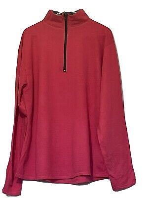 Hanes  Sweatshirt Quarter Zip Cerise Pink Grey Lightweight Sport Top Size L • 13.44€
