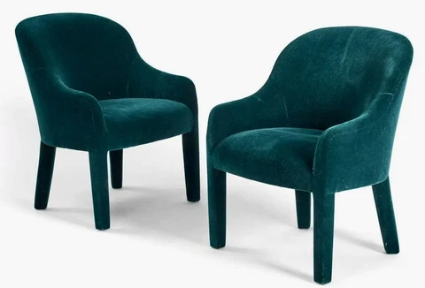 Teal Mohair upholstered Fabulous Mid Century Chairs - A pair Cover