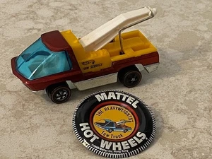 VINTAGE HOT WHEELS REDLINE 1969 TOW TRUCK RED HEAVYWEIGHT HK 1-OWNER BADGE NICE! - Picture 1 of 14