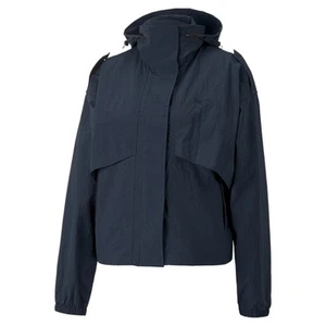Puma Inland Short Woven Full Zip Jacket Womens Blue Casual Athletic Outerwear 53 - Picture 1 of 2