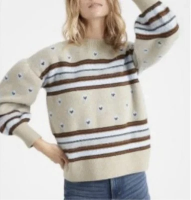 Banana Republic Fair Isle Balloon Sleeve Wool Bld Sweater PXS Petite Extra Small - Image 1 of 4