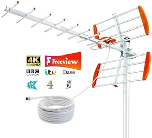2025 Outdoor TV Aerial for Freeview HD Long Range Digital Aerial with Strong - Picture 1 of 7