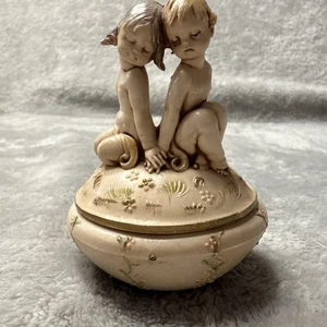 "Plato de baratija querubines #82" vintage Depose Fontanini (Italia) (goma moldeada) - Imagen 1 de 11