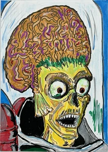 ACEO Sketch Trading Card 1/1 * 1996 Mars Attacks! Marsian Original Art Acryl - Bild 1 von 1