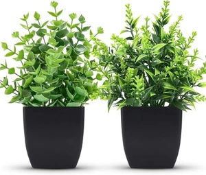 2 Pack Small Fake Plants Black Bathroom Accessories for Home Bedroom - Picture 1 of 6