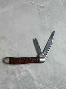 Vintage Imperial 2 Blade Folding Pocket Knife Brown & Silver B32 - Picture 1 of 14
