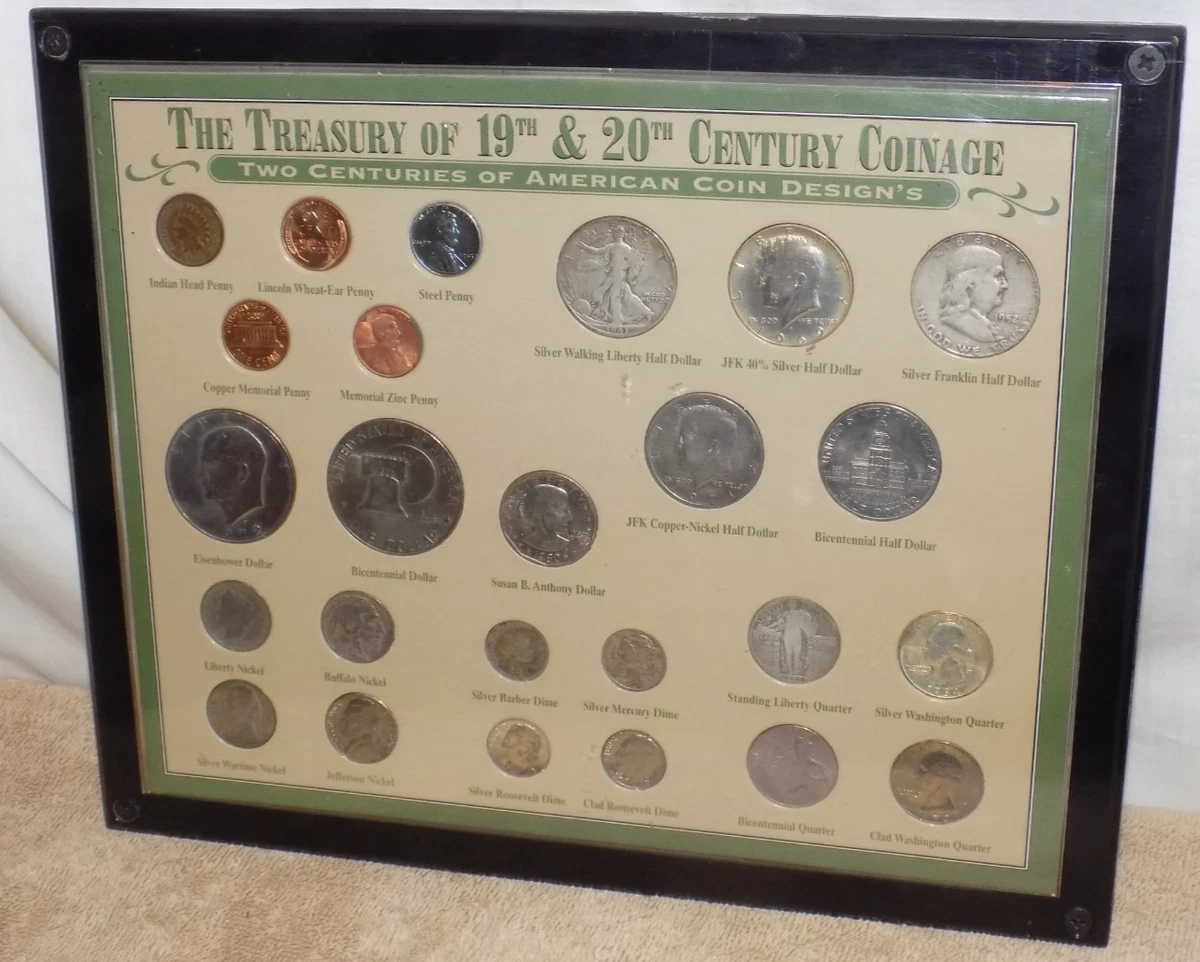 アンティーク雑貨 U.S. 20th CENTURY TYPE COINS US 20th Century Coin Type Set, 24 coins- 14 silver, book style