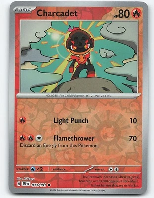 Charcadet #033/191 Reverse Holo Pokemon Card SV08: Surging Sparks - Image 1 of 2