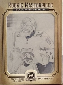 2021-22 The Cup Spencer Knight Rookie Masterpiece Black Printing Plate 1/1 (RC) - Picture 1 of 6