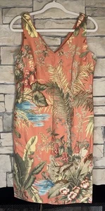 TALBOTS Tropical Palm Monkey Print Sheath Dress Beach Resort Cruise Sz 8 - Cute - Picture 1 of 6