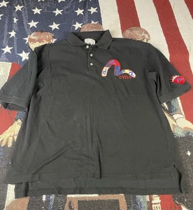 Vintage Evisu Poloshirt Herren 4XL Schwarz Japanisch Streetwear Y2K Designer - Bild 1 von 9