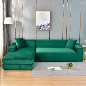 Velvet Plush Sofa Cover All-inclusive Elastic Sectional Couch Cover Longue Cover