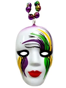 Masque Visage XLG Collier Mardi Gras Perles Perles - Photo 1/7