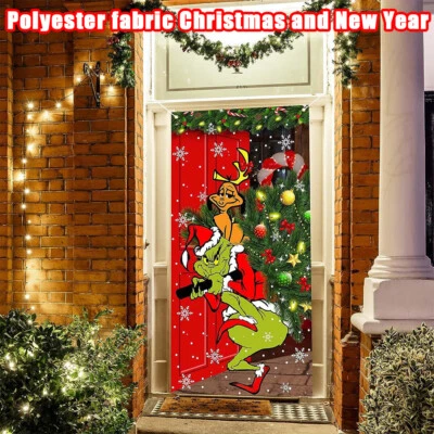 Frohe Weihnachten Grinch Weihnachten Türabdeckung Dekorationen Banner Grinch DE - Bild 1 von 4