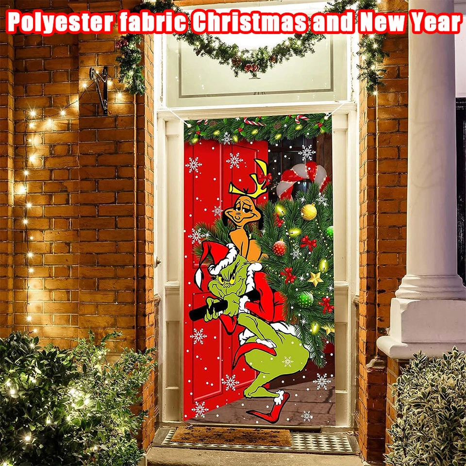 Frohe Weihnachten Grinch Weihnachten Türabdeckung Dekorationen Banner Grinch DE - Bild 1 von 4
