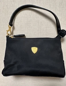 Bolso de mano BLAINE TRUMP (poliéster negro) con ribete de cuero sintético con correa - 5 pulgadas x 8 pulgadas - Imagen 1 de 8