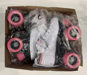 Chicago Bullet Speed Roller Skate, Lace-Up, Pink And white “Bullet” - Picture 1 of 4