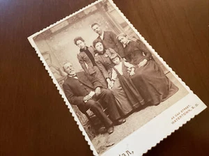 Antique / Vintage Cabinet Card Photograph Family of 6 Generational Portrait - Picture 1 of 4