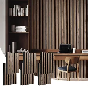 Acoustic Wood Slat Panels for Wall and Ceiling, 6 Pcs Soundproof Wooden - Picture 1 of 6