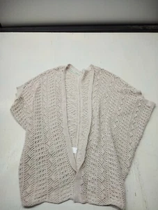 Maurices Open Knit Beige Short Sleeve Open Front Cardigan Womens Size Medium - Picture 1 of 4