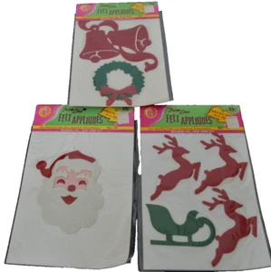 Walbead Weihnachtsfilz Applikationen SANTA SCHLITTEN RENTIER GLOCKEN Aufpressen NOS SET Vintage - Bild 1 von 6