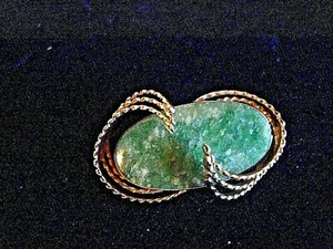 WINARD 12K GF JADE STONE BROOCH-SIGNED - Bild 1 von 8