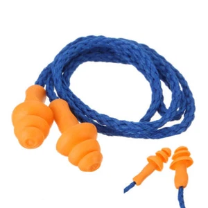 10pcs Reusable Hearing Protection Earplugs Corded Safety Soft Silicone Ear Plugs - Picture 1 of 12