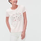 T-shirt graphique femme J Crew carte de Paris haut tee rose 20 arrondissements L XL NEUF
