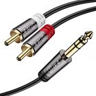RCA to 1/4 inch Audio Cable, Heavy Duty 6.35mm 1/4 inch Male TRS to 2 RCA Mal...