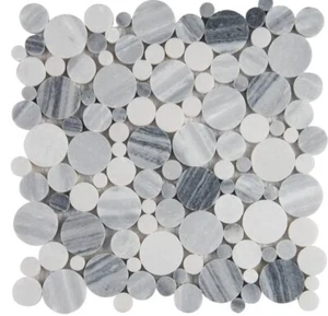 Alaska grau 12 Zoll x 12 zoll Boden- und Wandmosaikfliese aus poliertem Marmor 1 sqft - Bild 1 von 4