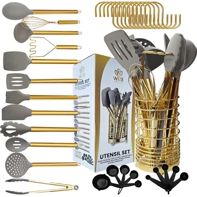 Utensil set -Gold Stainless Steel - 38Piece - Cooking Tools Spatulas -Silicone - Image 1 of 4