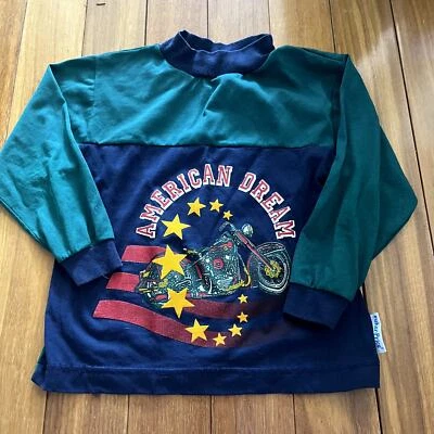Camisa manga larga Fisher Price American Dream Motocicleta vintage años 90 talla 6 Foto 1 de 4
