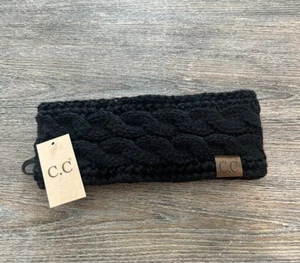 C.C Winter Knitted Cable Knit Headband Fuzzy Lined Headwrap, Black, OS, NWT - Picture 1 of 9