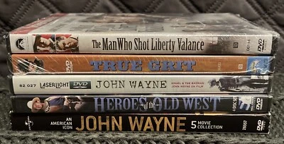 Lot Of 5 John Wayne DVDs True Grit Liberty Vance Heroes Old West - Image 1 of 3