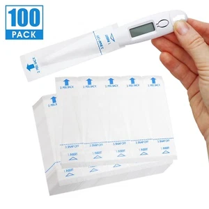 100 Disposable Thermometer Covers for Oral or Rectal Use - for Baby Adults Kids - Picture 1 of 7