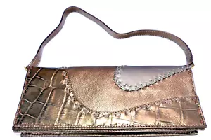 Wilson's Leder Clutch mit abnehmbarem Schultergurt Metallic Bronze Patchwork - Bild 1 von 14