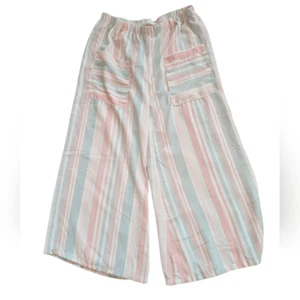 Kensie Girl Pastel Striped Wide-Leg Cropped Pants - Picture 1 of 5