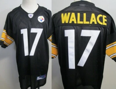 复古匹兹堡钢人队衬衫男式 52 码迈克华莱士缝制足球球衣 — 第 1/4 张图片