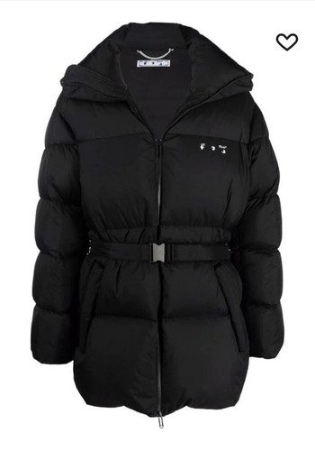 OFF WHITE BIANCO SPORCO Piumino Logo Piumino Nero Bianco