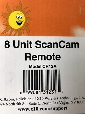 Controle remoto X10 ScanCam 8 unidades modelo CR12A novo em folha - Imagem 1 de 4