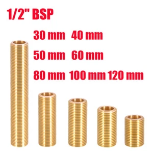 1/2" BSP Male Thread 30 ~ 120mm Long Brass Running Nipple Plumbing Connector - Picture 1 of 10